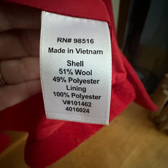Red Wool Jacket/blazer Women's size 4-6 - Picture 3 of 5